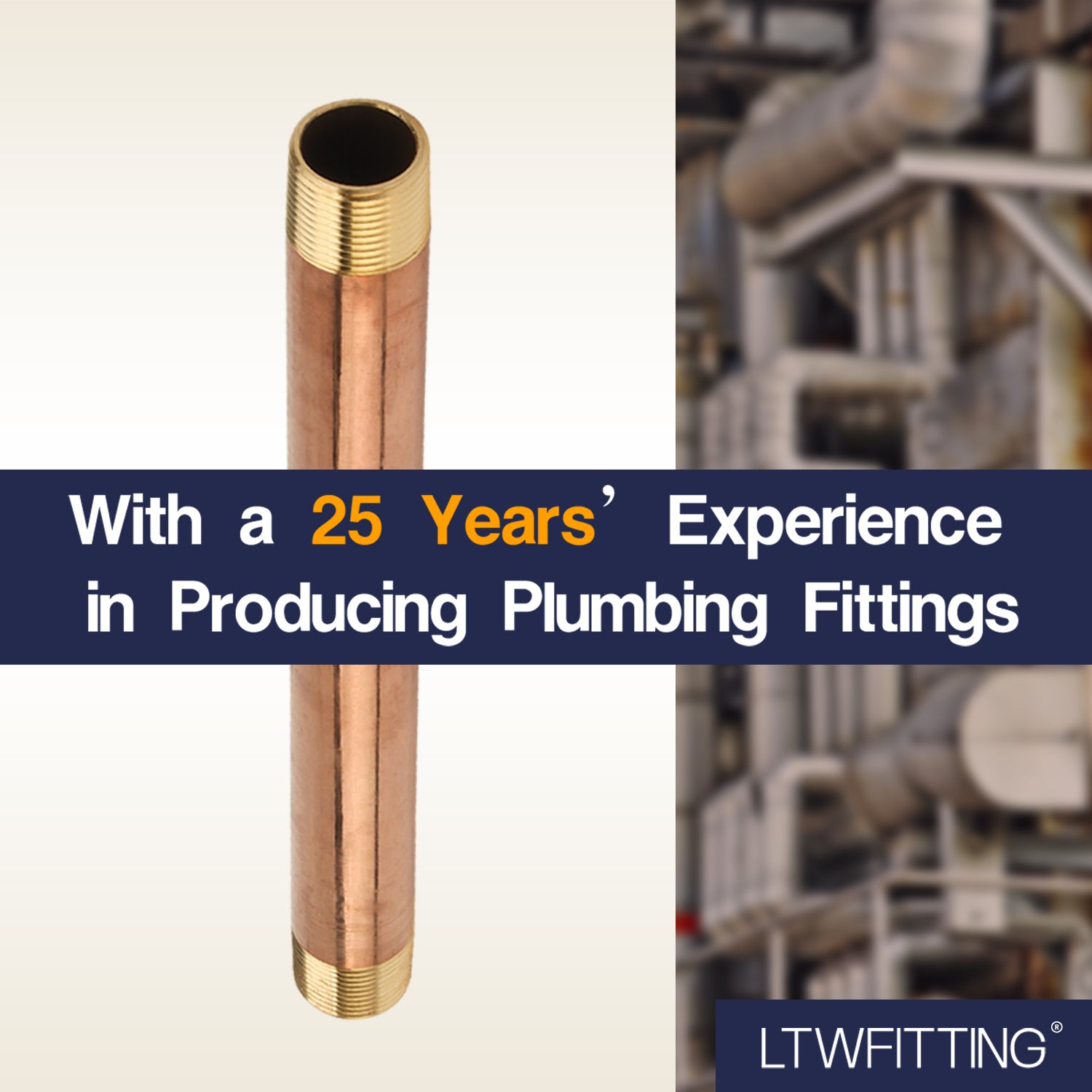 LTWFITTING Red Brass Pipe Fitting, Nipple, 3/4 Inch NPT Male X 10 Inch Length (Pack of 4)