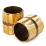 LTWFITTING Brass Pipe 2 Inch Long Nipples Fitting 1-1/2 Inch Male NPT Air Water(Pack of 2)
