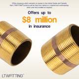 LTWFITTING Brass Pipe 2 Inch Long Nipples Fitting 1-1/2 Inch Male NPT Air Water(Pack of 10)
