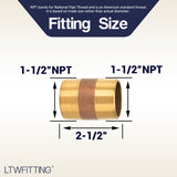 LTWFITTING Brass Pipe 2-1/2 Inch Long Nipples Fitting 1-1/2 Inch Male NPT Air Water(Pack of 8)