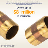 LTWFITTING Brass Pipe 2-1/2 Inch Long Nipples Fitting 1-1/2 Inch Male NPT Air Water(Pack of 8)