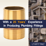 LTWFITTING Brass Pipe 2-1/2 Inch Long Nipples Fitting 1-1/2 Inch Male NPT Air Water(Pack of 8)