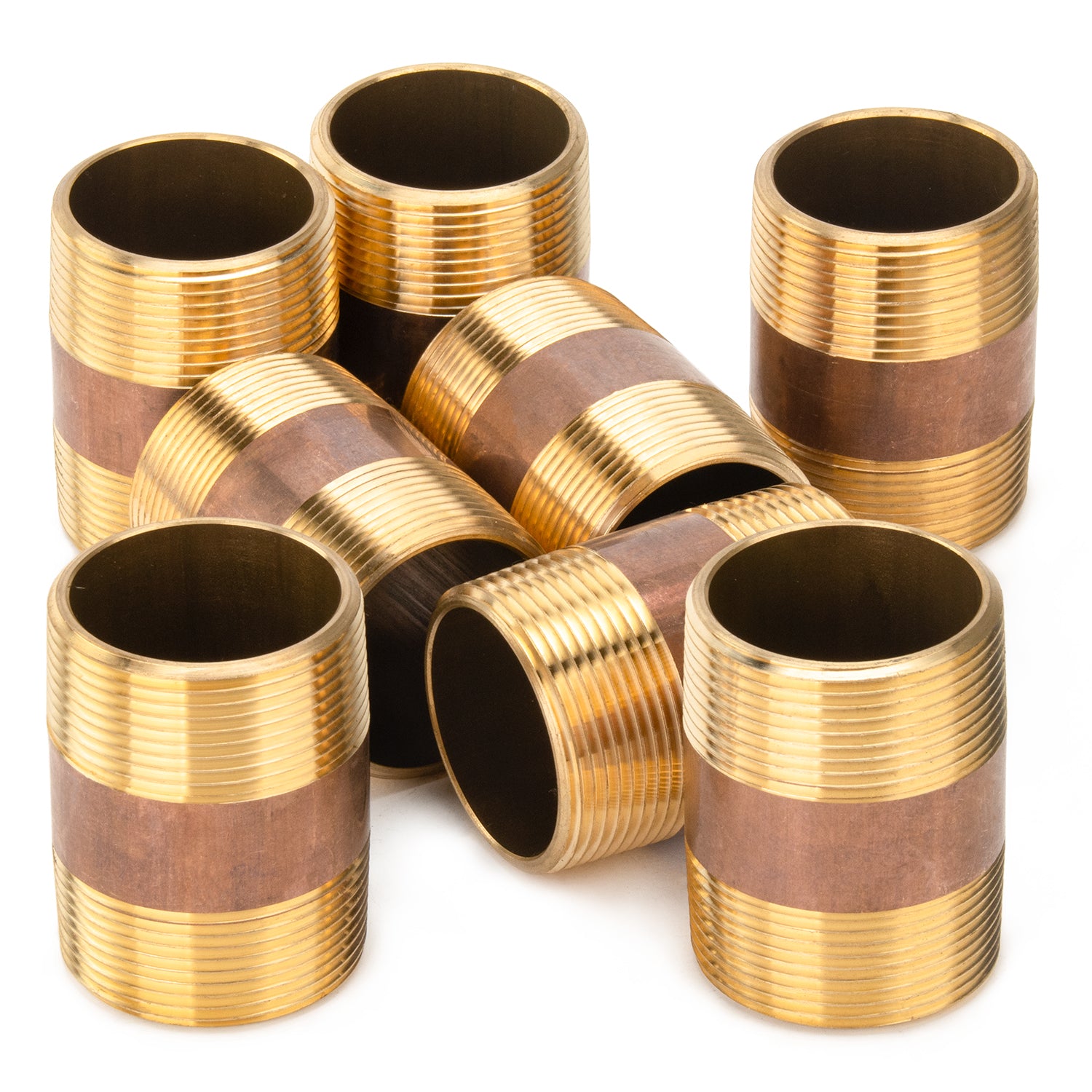 LTWFITTING Brass Pipe 2-1/2 Inch Long Nipples Fitting 1-1/2 Inch Male NPT Air Water(Pack of 8)