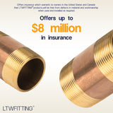 LTWFITTING Brass Pipe 3 Inch Long Nipple Fitting 1-1/2 Inch Male NPT Air Water(Pack of 1)