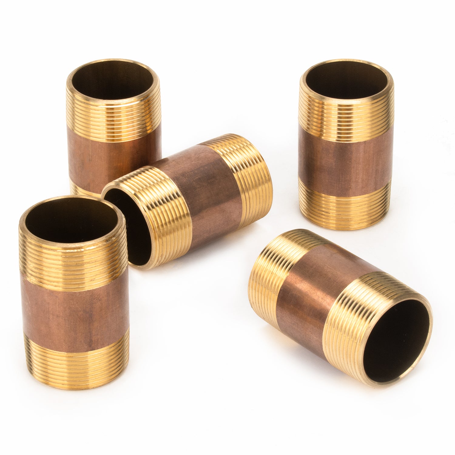 LTWFITTING Brass Pipe 3 Inch Long Nipple Fitting 1-1/2 Inch Male NPT Air Water(Pack of 5)