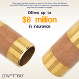 LTWFITTING Brass Pipe 3-1/2 Inch Long Nipple Fitting 1-1/2 Inch Male NPT Air Water(Pack of 5)