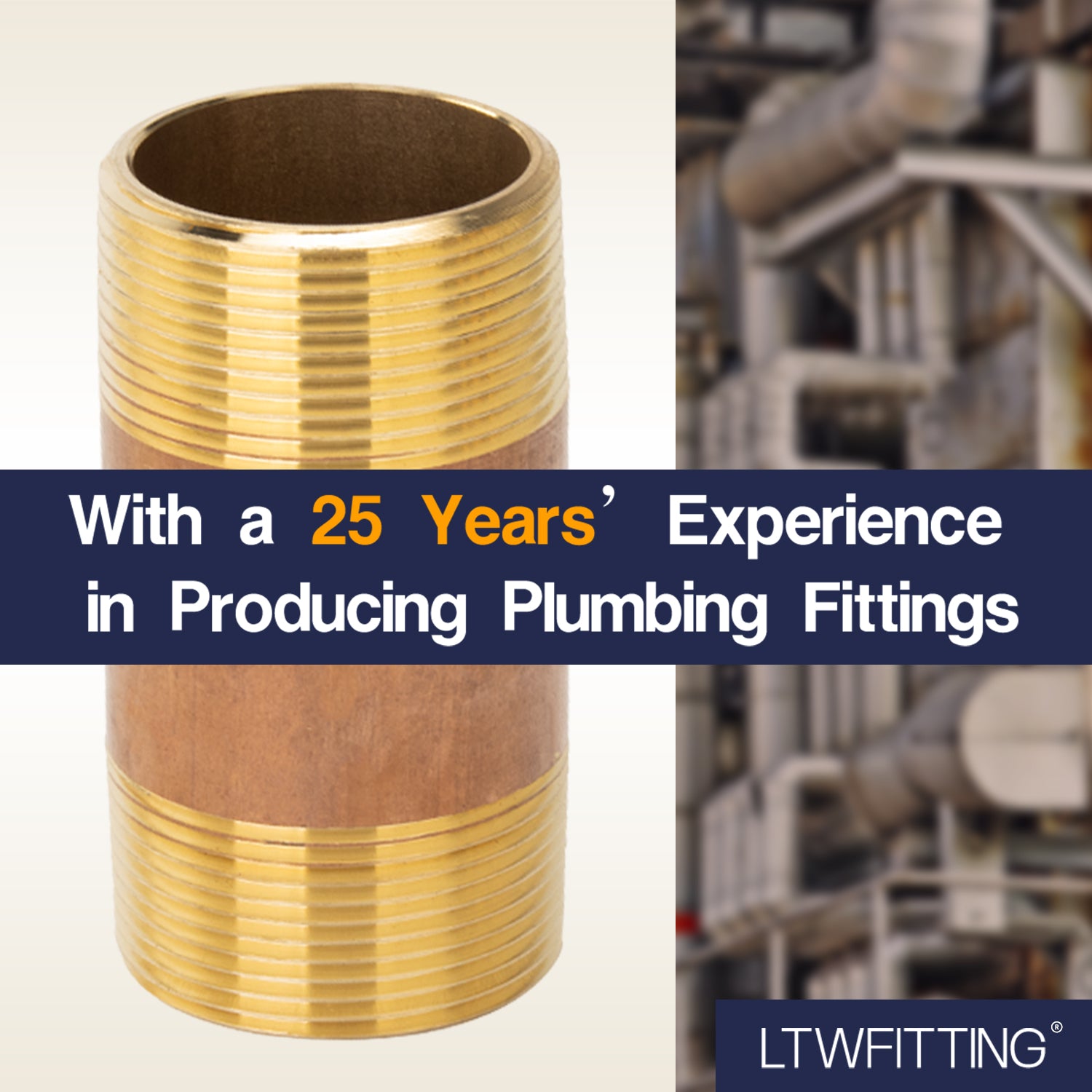 LTWFITTING Brass Pipe 3-1/2 Inch Long Nipple Fitting 1-1/2 Inch Male NPT Air Water(Pack of 1)