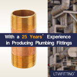 LTWFITTING Brass Pipe 4 Inch Long Nipple Fitting 1-1/2 Inch Male NPT Air Water(Pack of 1)