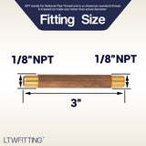 LTWFITTING Brass Pipe 3 Inch Long Nipple Fitting 1/8 Male NPT Air Water(Pack of 25)