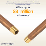 LTWFITTING Brass Pipe 3 Inch Long Nipple Fitting 1/8 Male NPT Air Water(Pack of 25)