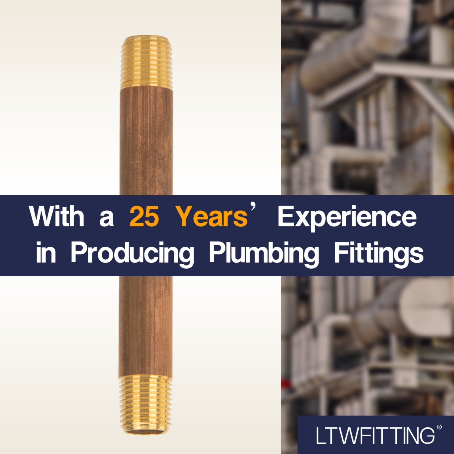 LTWFITTING Brass Pipe 3 Inch Long Nipple Fitting 1/8 Male NPT Air Water(Pack of 25)