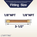 LTWFITTING Brass Pipe 3-1/2 Inch Long Nipple Fitting 1/8 Male NPT Air Water(Pack of 25)