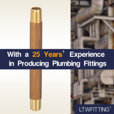 LTWFITTING Brass Pipe 3-1/2 Inch Long Nipple Fitting 1/8 Male NPT Air Water(Pack of 25)