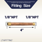 LTWFITTING Brass Pipe 4 Inch Long Nipple Fitting 1/8 Male NPT Air Water(Pack of 25)
