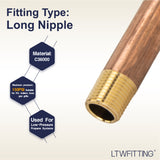 LTWFITTING Brass Pipe 4 Inch Long Nipple Fitting 1/8 Male NPT Air Water(Pack of 25)