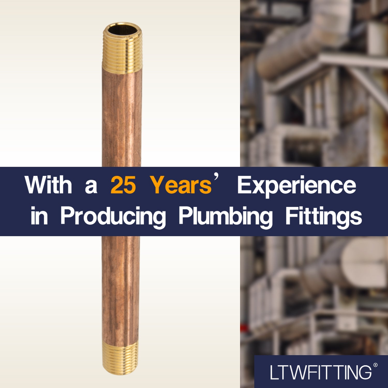 LTWFITTING Brass Pipe 4 Inch Long Nipple Fitting 1/8 Male NPT Air Water(Pack of 25)