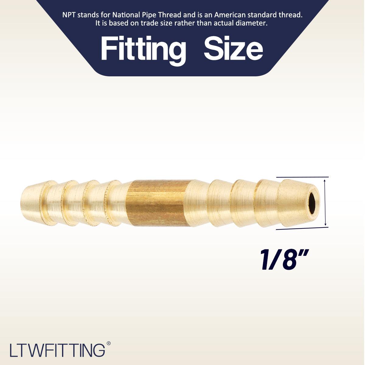 LTWFITTING Brass Barb Hose Splicer Mender 1/8 inch Fitting Air Water Fuel Boat(Pack of 10)