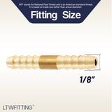 LTWFITTING Brass Barb Hose Splicer Mender 1/8 inch Fitting Air Water Fuel Boat(Pack of 10)