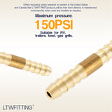 LTWFITTING Brass Barb Hose Splicer Mender 1/8 inch Fitting Air Water Fuel Boat(Pack of 10)