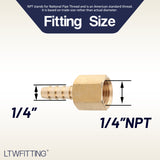 LTWFITTING Brass Fitting Coupler 1/4-Inch Hose Barb x 1/4-Inch Female NPT Fuel Water Boat(Pack of 300)