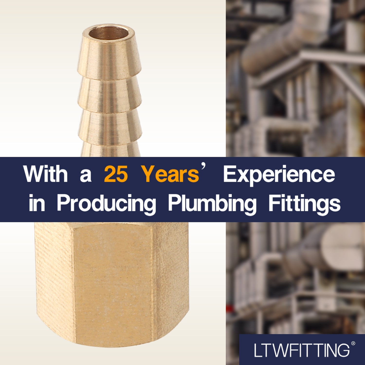 LTWFITTING Brass Fitting Coupler 1/4-Inch Hose Barb x 1/4-Inch Female NPT Fuel Water Boat(Pack of 300)