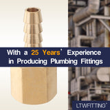 LTWFITTING Brass Fitting Coupler 1/4-Inch Hose Barb x 1/4-Inch Female NPT Fuel Water Boat(Pack of 300)