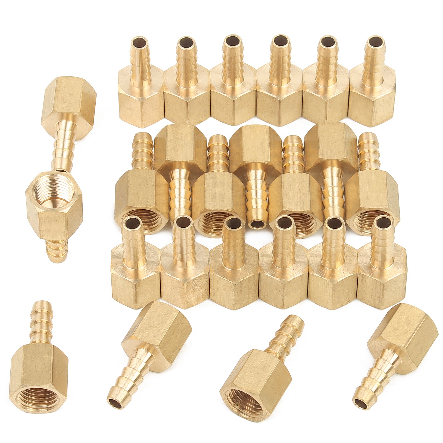 LTWFITTING Brass Fitting Coupler 1/4-Inch Hose Barb x 1/4-Inch Female NPT Fuel Water Boat(Pack of 25)