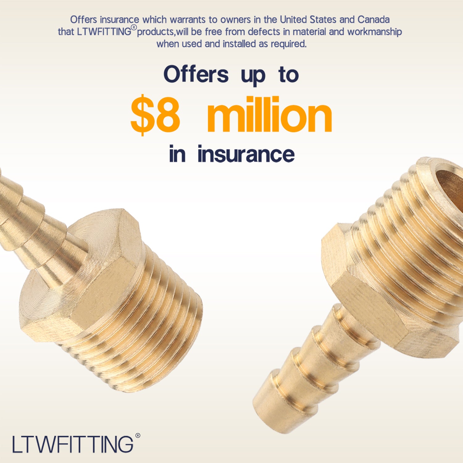 LTWFITTING Brass Barb Fitting Coupler/Connector 1/4-Inch Hose ID x 3/8-Inch Male NPT Fuel(Pack of 60)