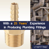 LTWFITTING Brass Barb Fitting Coupler/Connector 1/4-Inch Hose ID x 3/8-Inch Male NPT Fuel(Pack of 60)