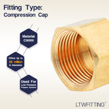 LTWFITTING 3/8-Inch Brass Compression Cap Stop Valve Cap,Brass Compression Fitting(Pack of 60)