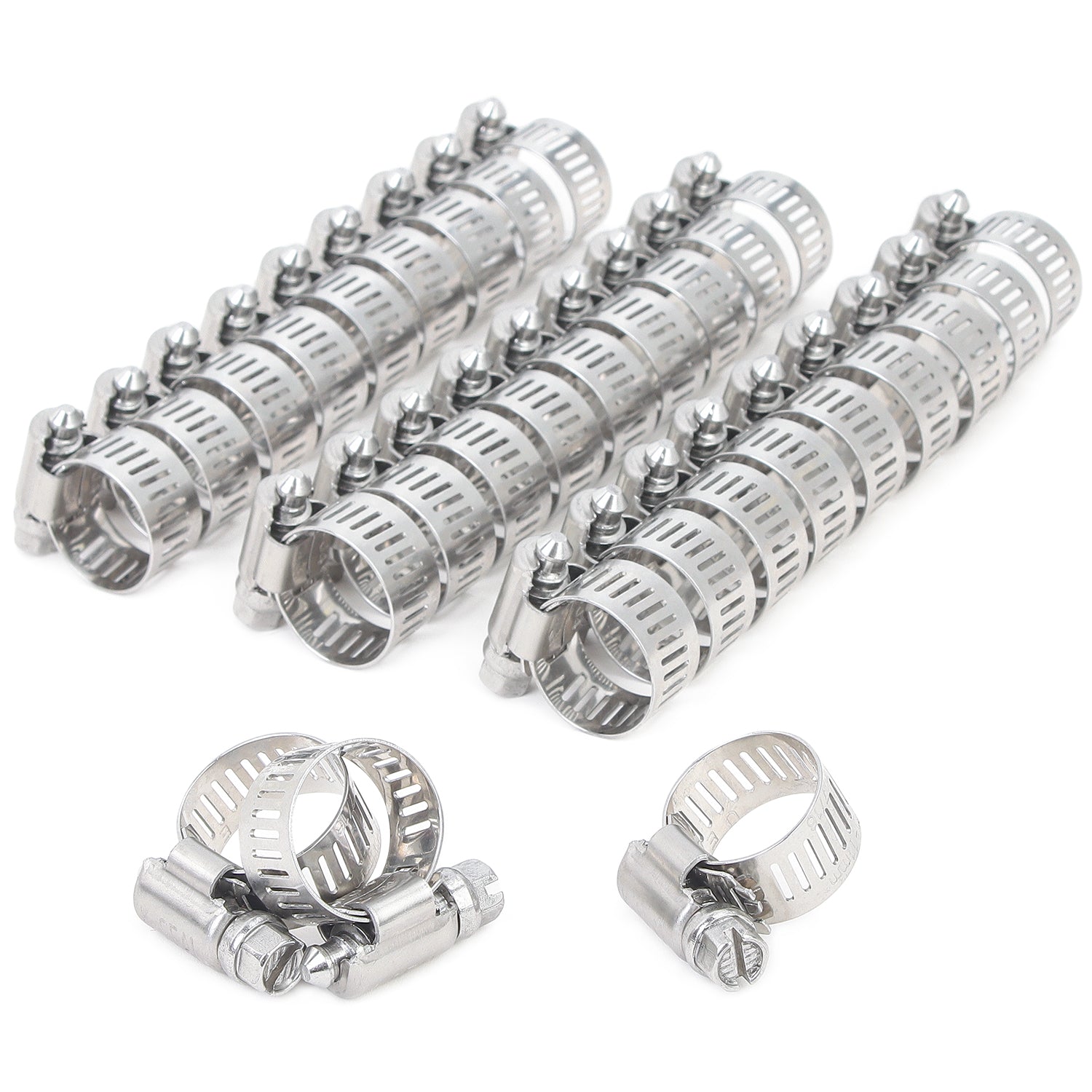 LTWFITTING  11-20mm Stainless Steel 304 Hose Clamp, Adjustable Worm Gear Clamps for Automotive Radiator Fuel Line Plumbing Intercooler and Mechanical Applications (Pack of 30)