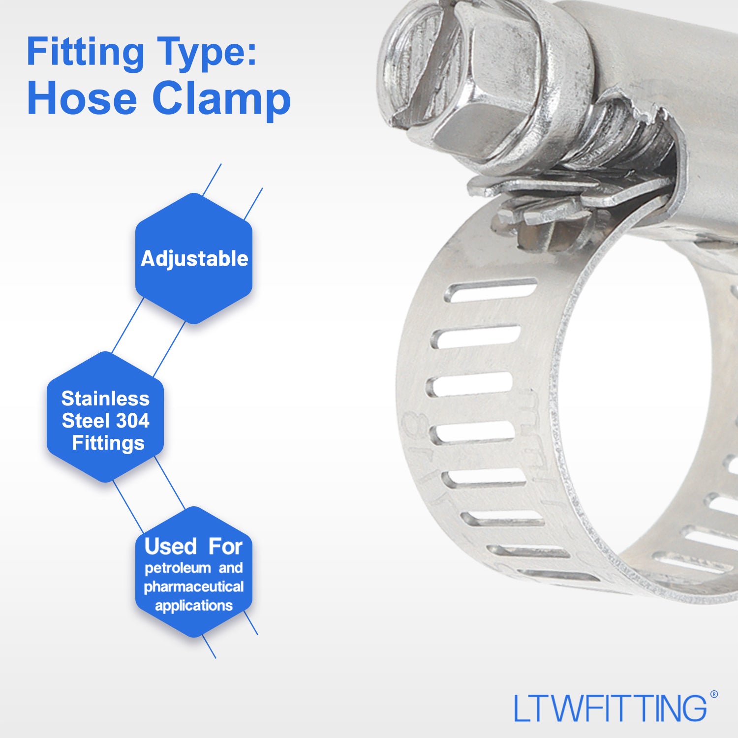 LTWFITTING  11-20mm Stainless Steel 304 Hose Clamp, Adjustable Worm Gear Clamps for Automotive Radiator Fuel Line Plumbing Intercooler and Mechanical Applications (Pack of 30)