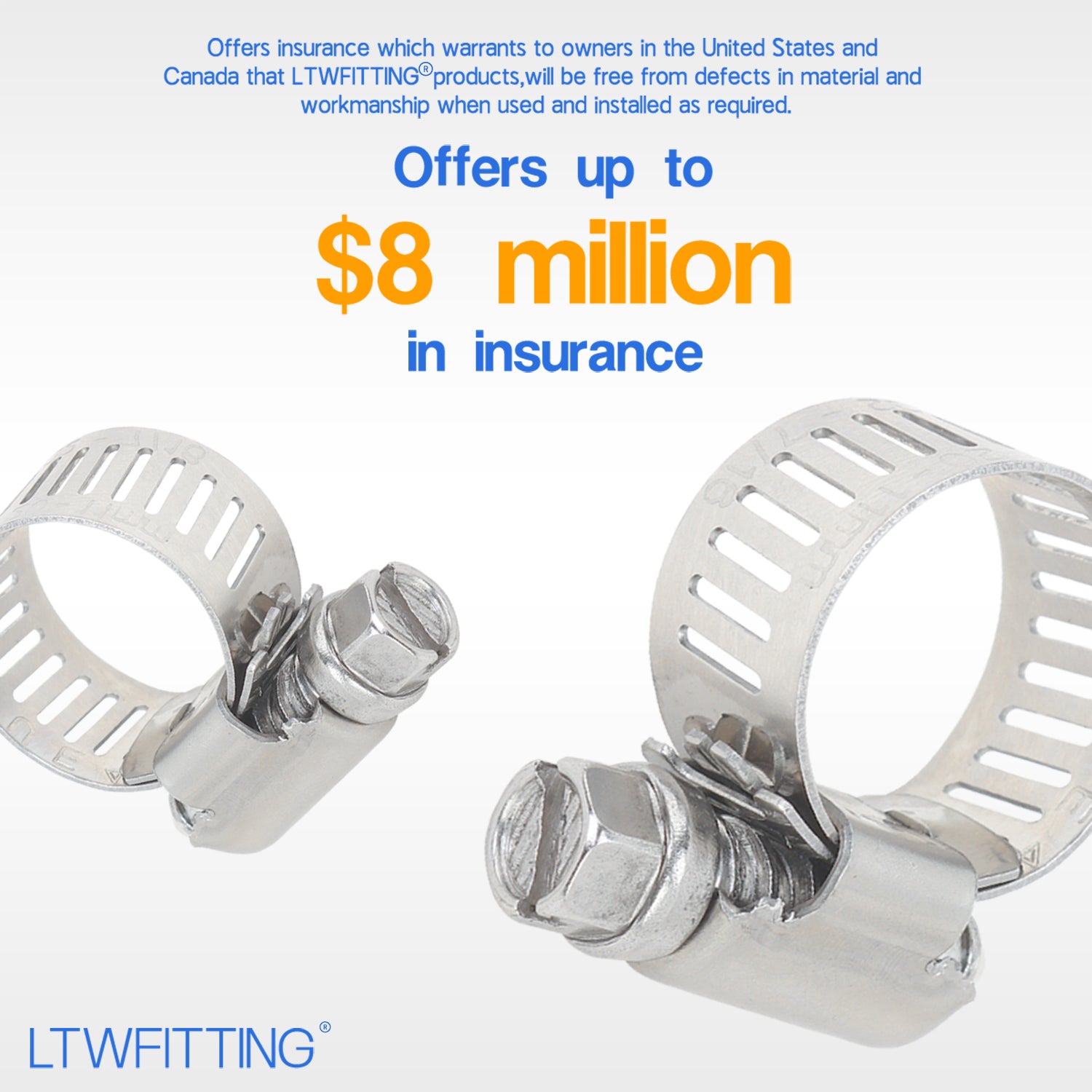 LTWFITTING  11-20mm Stainless Steel 304 Hose Clamp, Adjustable Worm Gear Clamps for Automotive Radiator Fuel Line Plumbing Intercooler and Mechanical Applications (Pack of 1500)