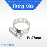 LTWFITTING  14-27mm Stainless Steel 316 Hose Clamp, Adjustable Worm Gear Clamps for Automotive Radiator Fuel Line Plumbing Intercooler and Mechanical Applications (Pack of 1500)