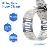 LTWFITTING 17-32mm Stainless Steel 316 Hose Clamp, Adjustable Worm Gear Clamps for Automotive Radiator Fuel Line Plumbing Intercooler and Mechanical Applications (Pack of 250)
