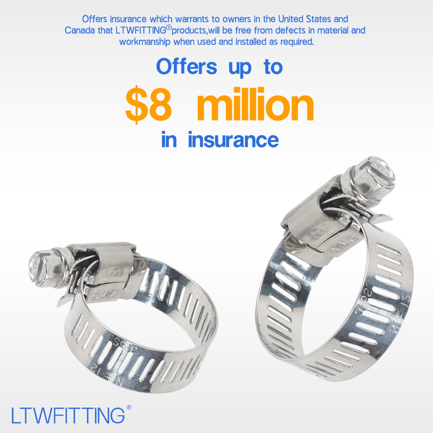 LTWFITTING 17-32mm Stainless Steel 316 Hose Clamp, Adjustable Worm Gear Clamps for Automotive Radiator Fuel Line Plumbing Intercooler and Mechanical Applications (Pack of 30)