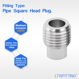 LTWFITTING Stainless Steel 316 Pipe Square Head Plug Fittings 1/4-Inch Male NPT Air Fuel Water Boat(Pack of 500)