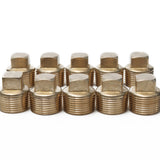 LTWFITTING Brass Pipe Square Head Plug Fittings 3/4 Inch Male NPT Air Fuel Water Boat(Pack of 10)