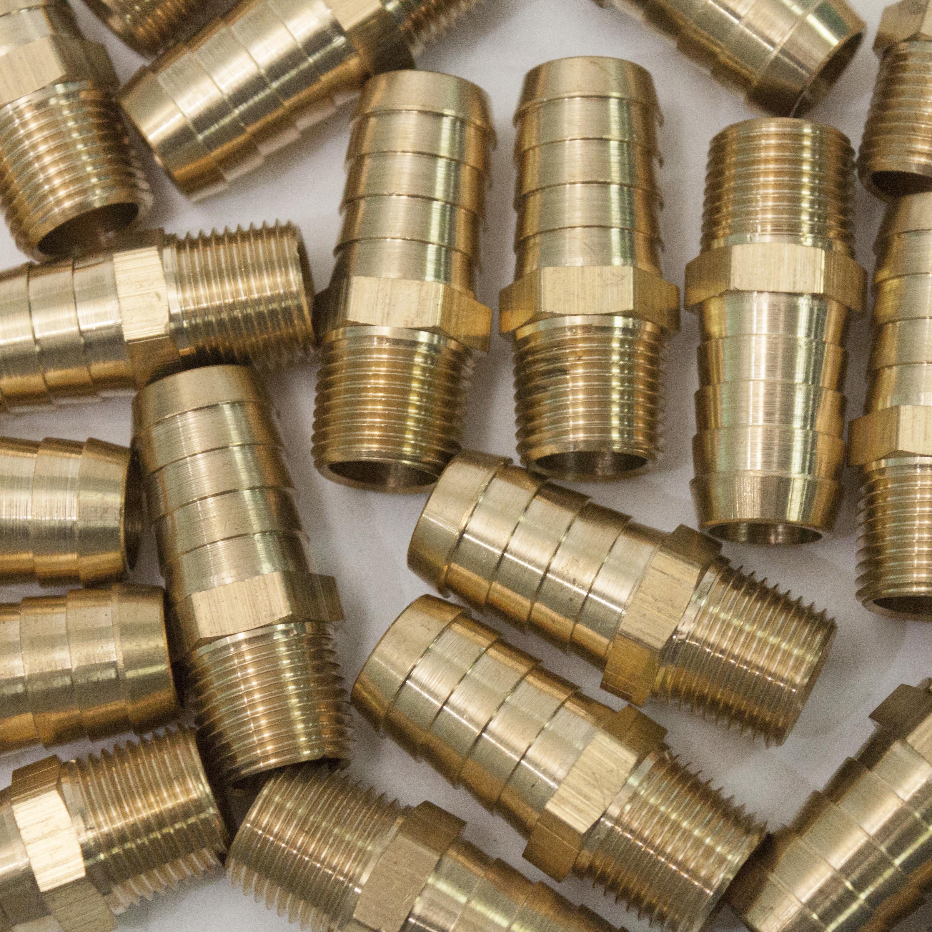 LTWFITTING Brass Barb Fitting Coupler 5/8-Inch Hose ID x 3/8-Inch Male NPT Fuel Gas Water(Pack of 200)