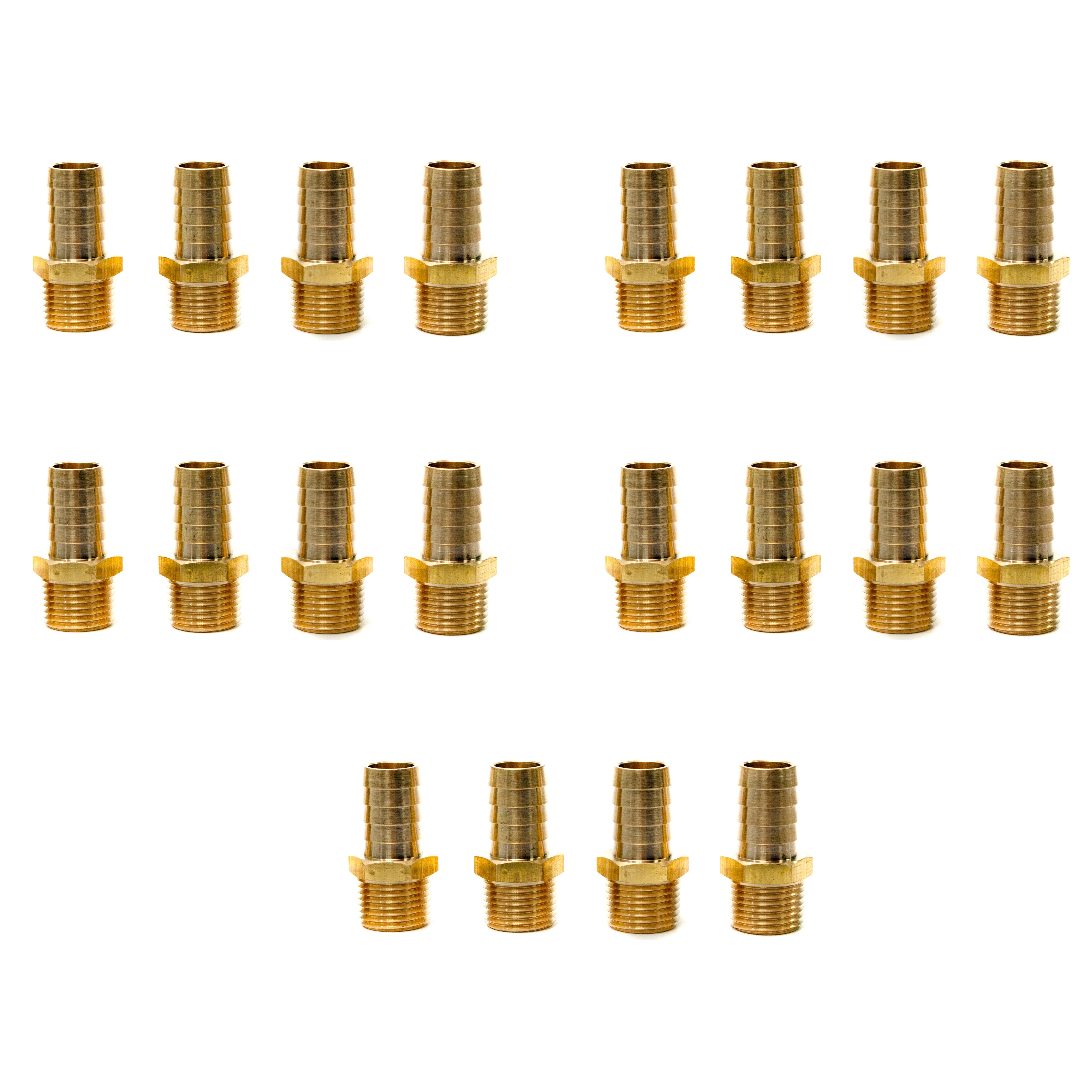 LTWFITTING Brass Barb Fitting Coupler/Connector 5/8-Inch Hose ID x 1/2-Inch Male NPT(Pack of 20)