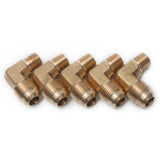 LTWFITTING Brass Flare 1/2 Inch OD x 1/4 Inch Male NPT 90 Degree Elbow Tube Fitting (Pack of 5)