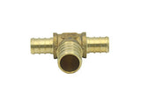 LTWFITTING Lead Free Brass PEX Crimp Fitting 3/4-Inch x 3/4-Inch x 1-Inch PEX Reducing Tee (Pack of 5)