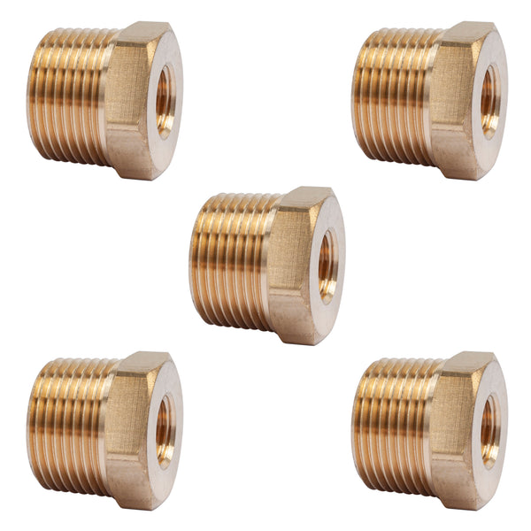LTWFITTING No Lead Brass Hex Pipe Bushing Reducer - 3/4" Male X 1/8" Female NPT (5 Pack)