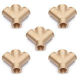 LTWFITTING Brass Pipe Female 4 Way Y Cross Fitting 1/2-Inch NPT Fuel Air Water (Pack of 5)