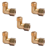 LTWFITTING 1/2-Inch OD x 3/8-Inch Male NPT 90 Degree Compression Elbow,Brass Compression Fitting(Pack of 5)