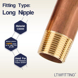 LTWFITTING Assortment Kit Total length (1-1/2" 2" 2-1/2" 3" 3-1/2" 4" 4-1/2") x 3/4" Male NPT Brass Pipe Nipple Set (Pack of 14)