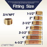 LTWFITTING Assortment Kit Total length (1-1/2" 2" 2-1/2" 3" 3-1/2" 4" 4-1/2") x 3/4" Male NPT Brass Pipe Nipple Set (Pack of 14)