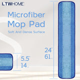 LTWHOME 24 Inch Microfiber Commercial Mop Refill Pads for Wet or Dry Floor Cleaning (Pack of 6)