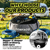COMFACO RV Equipment Storage Bag, Camper Accessories for Outside, RV Hose Bag Storage, RV Utility Bag, Features Lined Interior with Breathable Mesh Top & Cinch Straps Write-on Label for RV Storage and Organization, 16” in Diameter x 10” Deep  (Pack of 6)