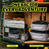 COMFACO RV Equipment Storage Bag, Camper Accessories for Outside, RV Hose Bag Storage, RV Utility Bag, Features Lined Interior with Breathable Mesh Top & Cinch Straps Write-on Label for RV Storage and Organization, 16” in Diameter x 10” Deep  (Pack of 6)